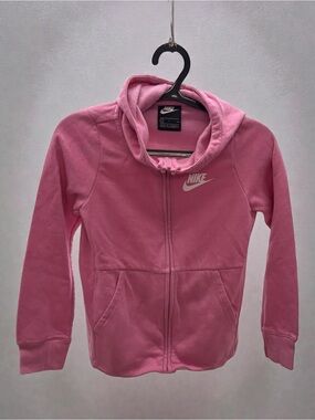 Nike Girls' Pink Full-Zip Hooded Sweatshirt